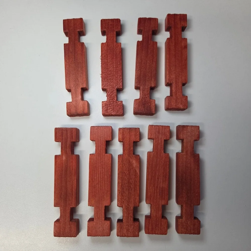 Vintage Wooden Red Building Logs Replacement Pieces Set of 9 Interlocking Toy